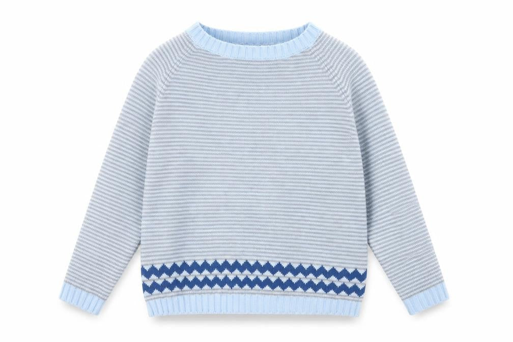 SHEILAY Womens Blue Geometric  Pullover Jumper Size S