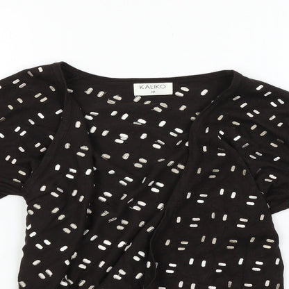 Close-up detail of Kaliko women’s brown cardigan jumper, size UK 12