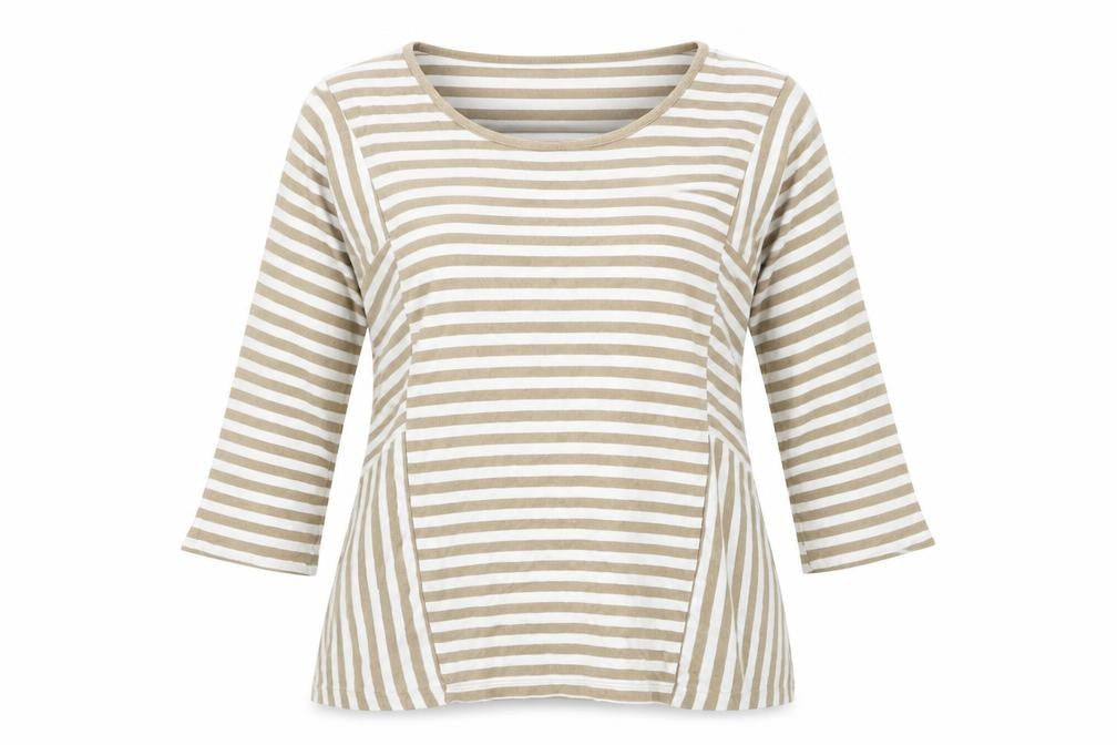 eypio Womens Beige Striped  Basic Polo Size L