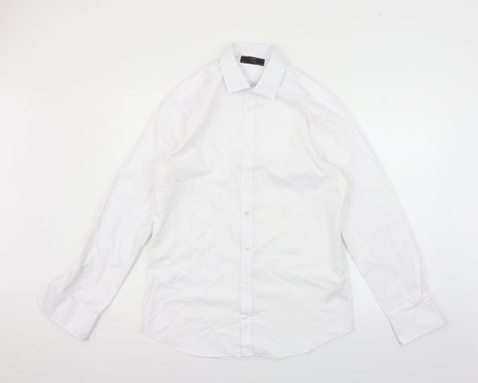 Marks and Spencer Mens Silver Houndstooth   Button-Up Size 15.5