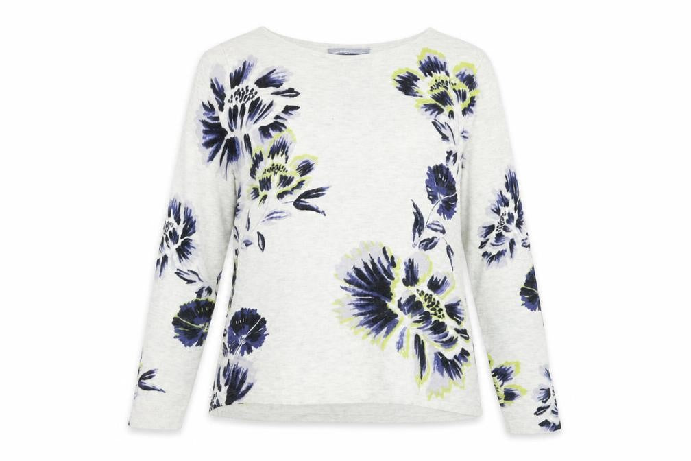 Marks & Spencer Womens Grey Floral  Pullover Jumper Size 8