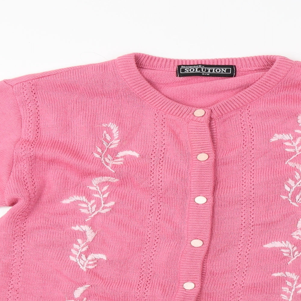 solution  Womens Pink   Cardigan Jumper Size M