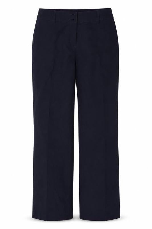 Front view of Papaya women’s blue trousers, size UK 10, 27-inch leg