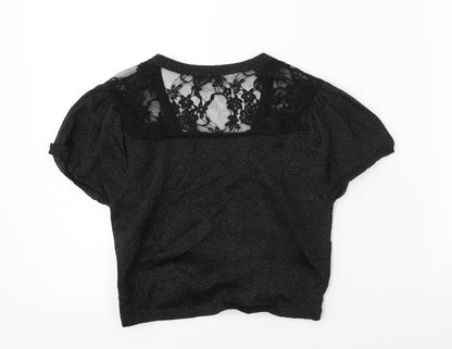 Back view of Red Herring women’s black cardigan jumper, size UK 10