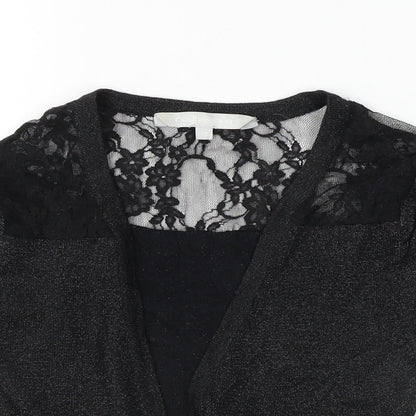 Close-up detail of Red Herring women’s black cardigan jumper, size UK 10