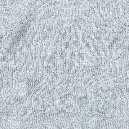Brand and care label for L.O.G.G women’s blue jumper, size M