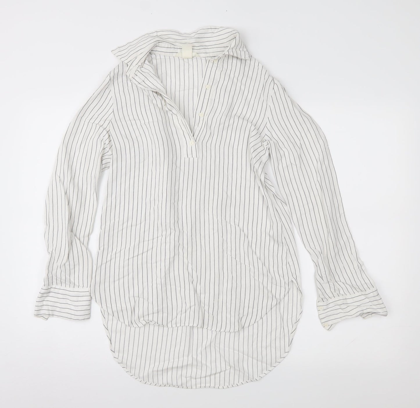H&M Womens White Striped  Basic Button-Up Size 4