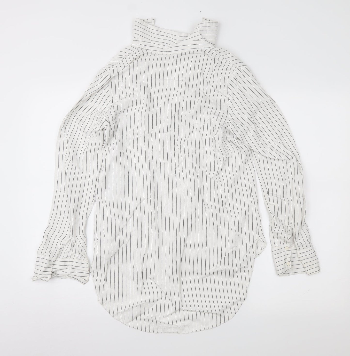 H&M Womens White Striped  Basic Button-Up Size 4