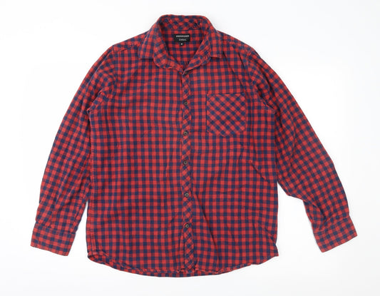 Greenwoods Mens Red Check   Button-Up Size M