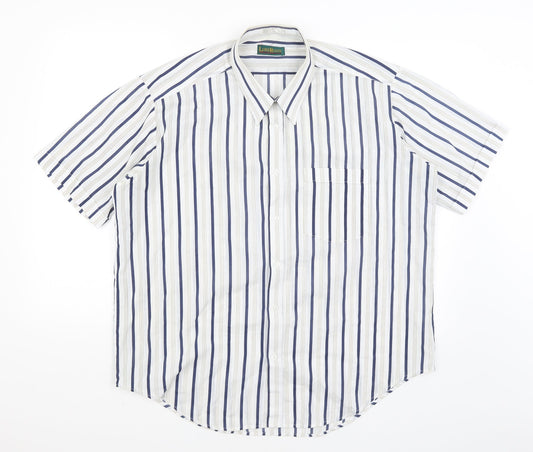 Luigi Rossi Mens White Striped   Button-Up Size XL
