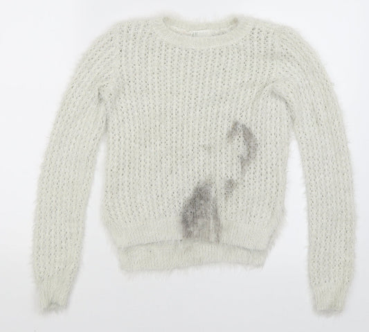 H&M Girls White   Pullover Jumper Size 9-10 Years