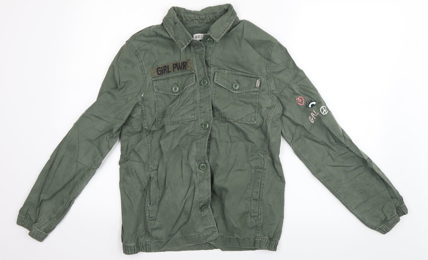 H&M Girls Green   Basic Jacket Jacket Size 11-12 Years