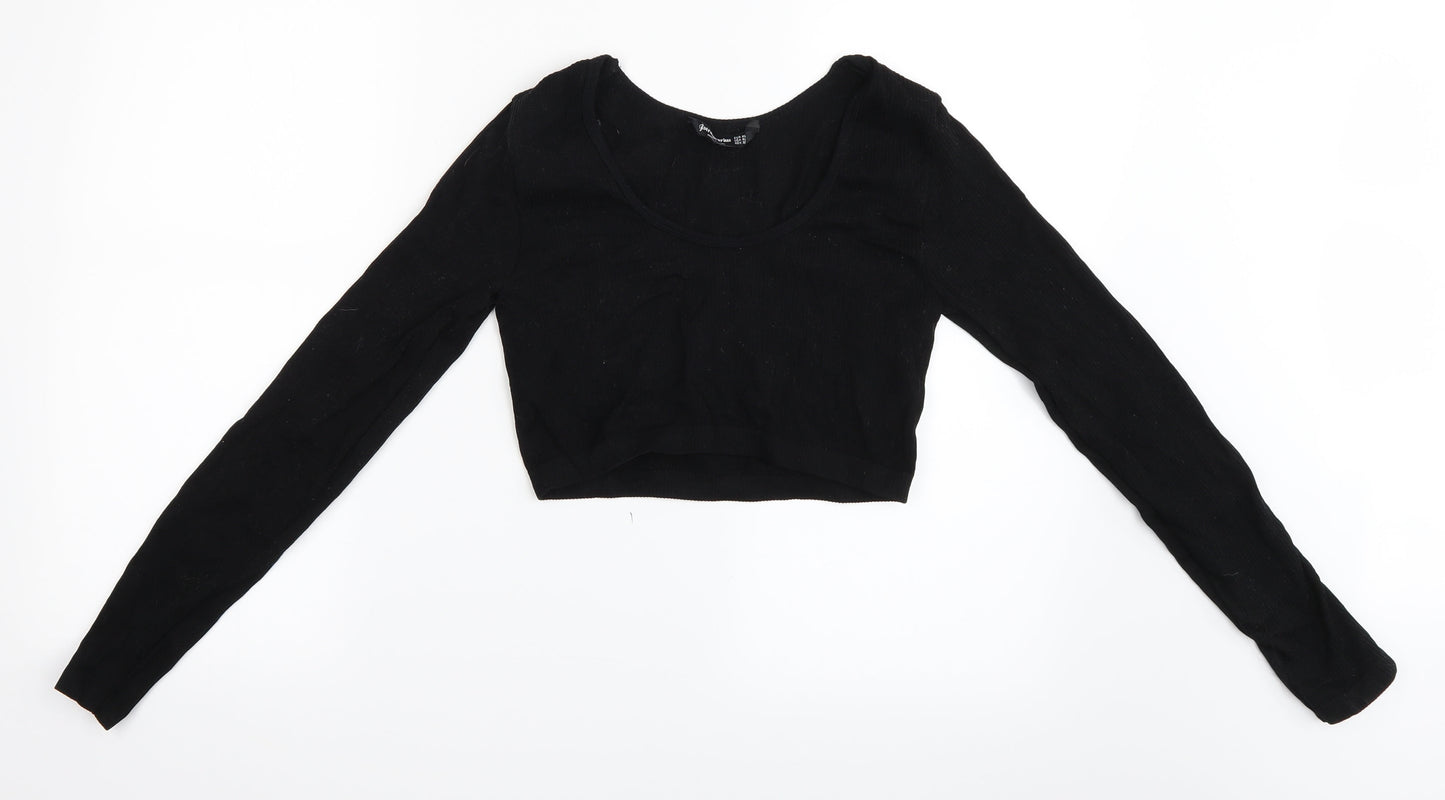 Stradivarius Womens Black   Cropped T-Shirt Size XL