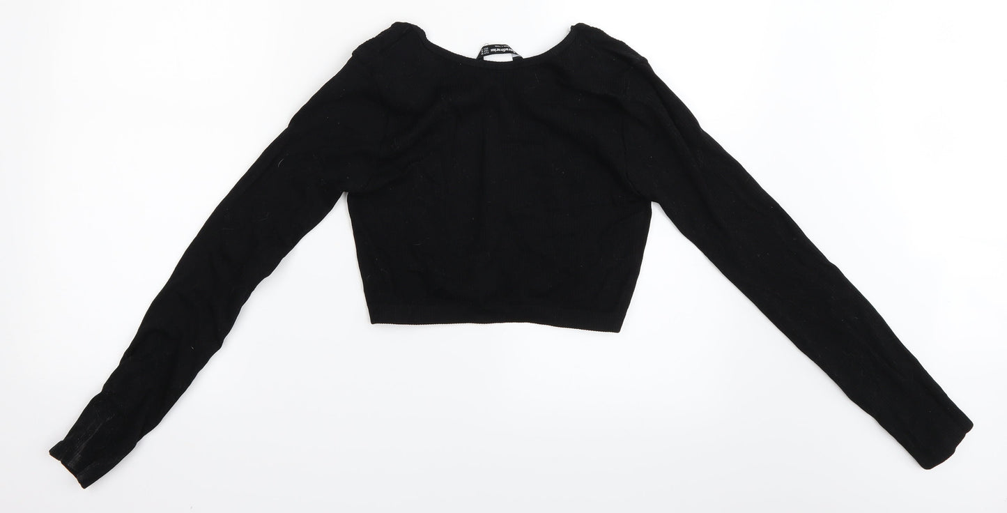 Stradivarius Womens Black   Cropped T-Shirt Size XL
