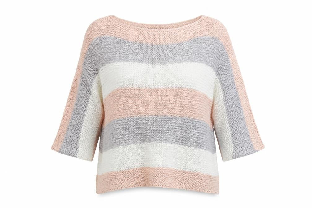 Nuna Lie Womens Multicoloured Striped Knit Pullover Jumper Size L  - Bat Wing