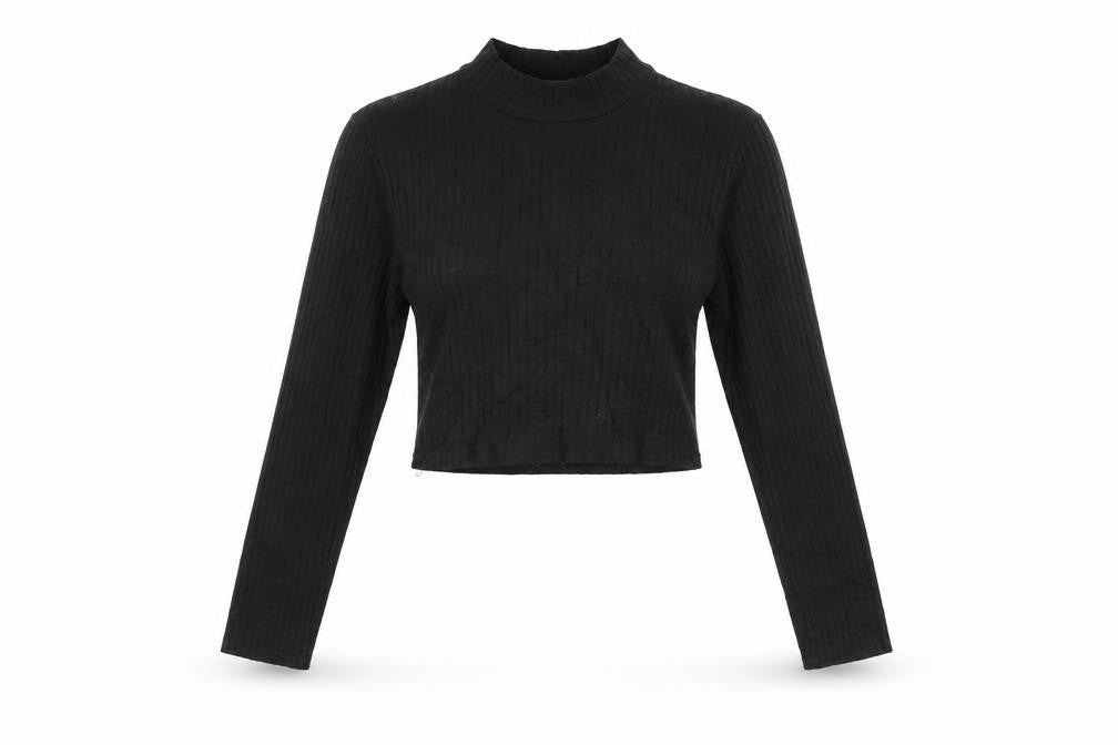 Nasty Gal Womens Black   Cropped T-Shirt Size 10