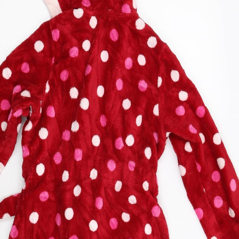 M&S Girls Red Polka Dot Fleece  Gown Size 7-8 Years