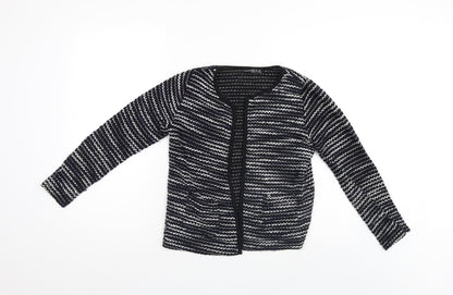 Additional front view of Atmosphere women’s blue striped jacket coatigan, size XS