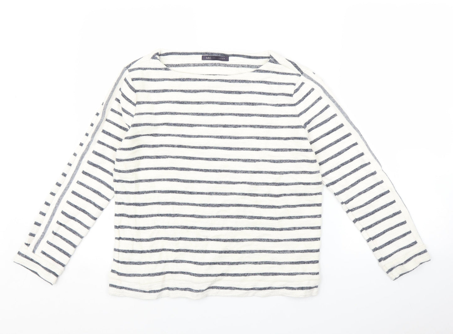 Marks and Spencer Womens White Striped  Pullover Jumper Size 10