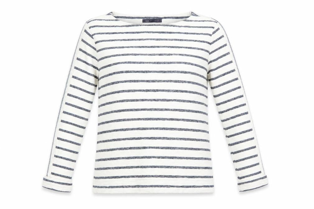 Marks & Spencer Womens White Striped  Pullover Jumper Size 10