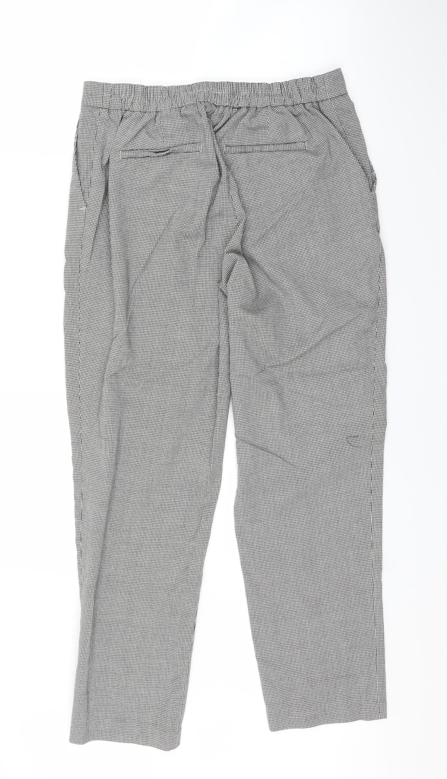 Carolina Belle Womens Grey Houndstooth  Trousers  Size L L25 in