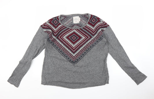 H&M Mens Grey Geometric  Pullover Jumper Size S