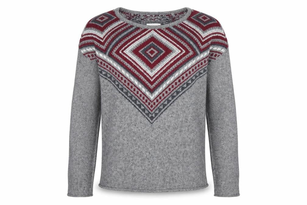 H&M Mens Grey Geometric  Pullover Jumper Size S