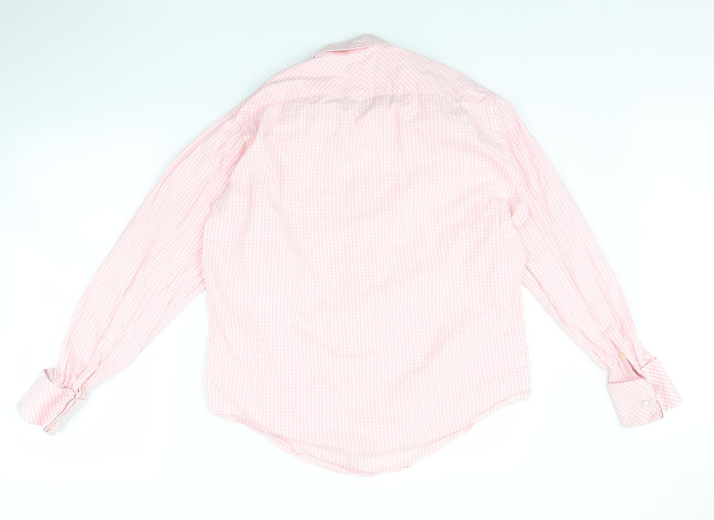 Moto Mens Pink Check   Button-Up Size L