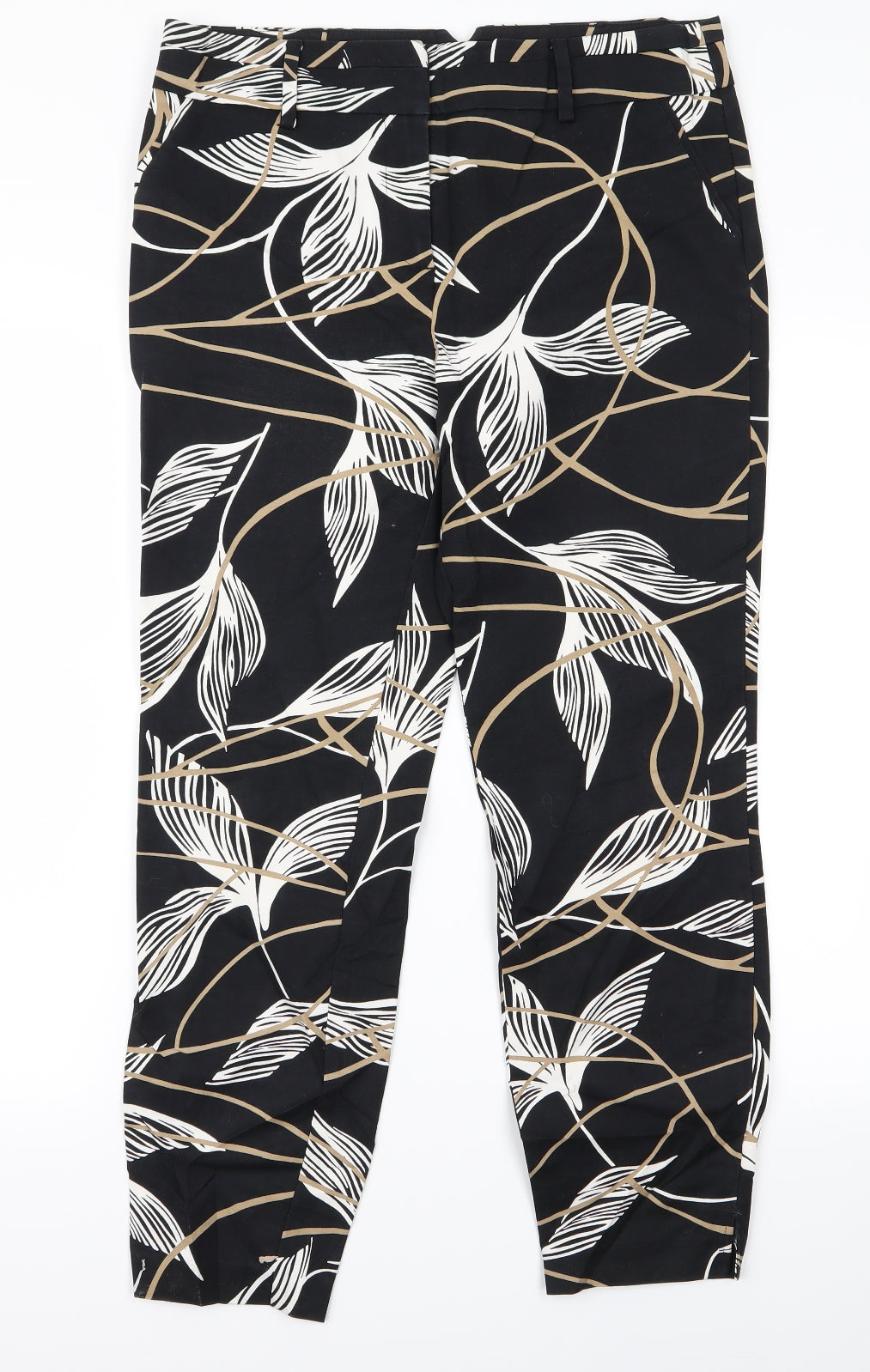 Papaya Womens Black Floral  Trousers  Size 34 L25 in