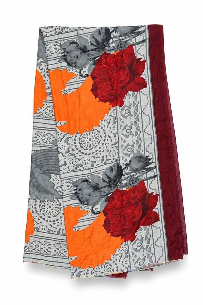 Preworn Unisex Grey Floral   Shawl/Wrap