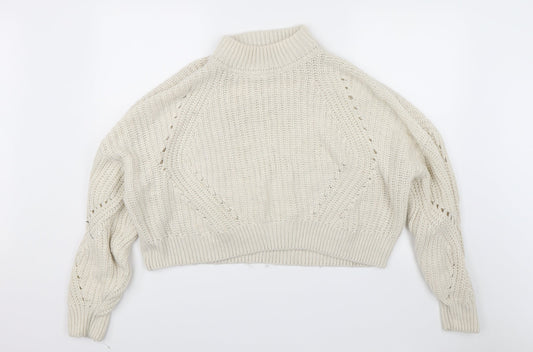 H&M Womens White   Pullover Jumper Size M