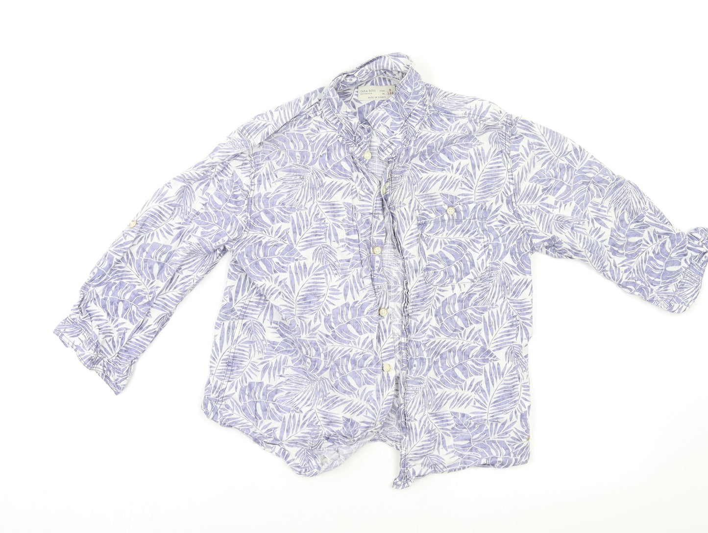Zara Boys Blue Floral   Button-Up Size 9 Years