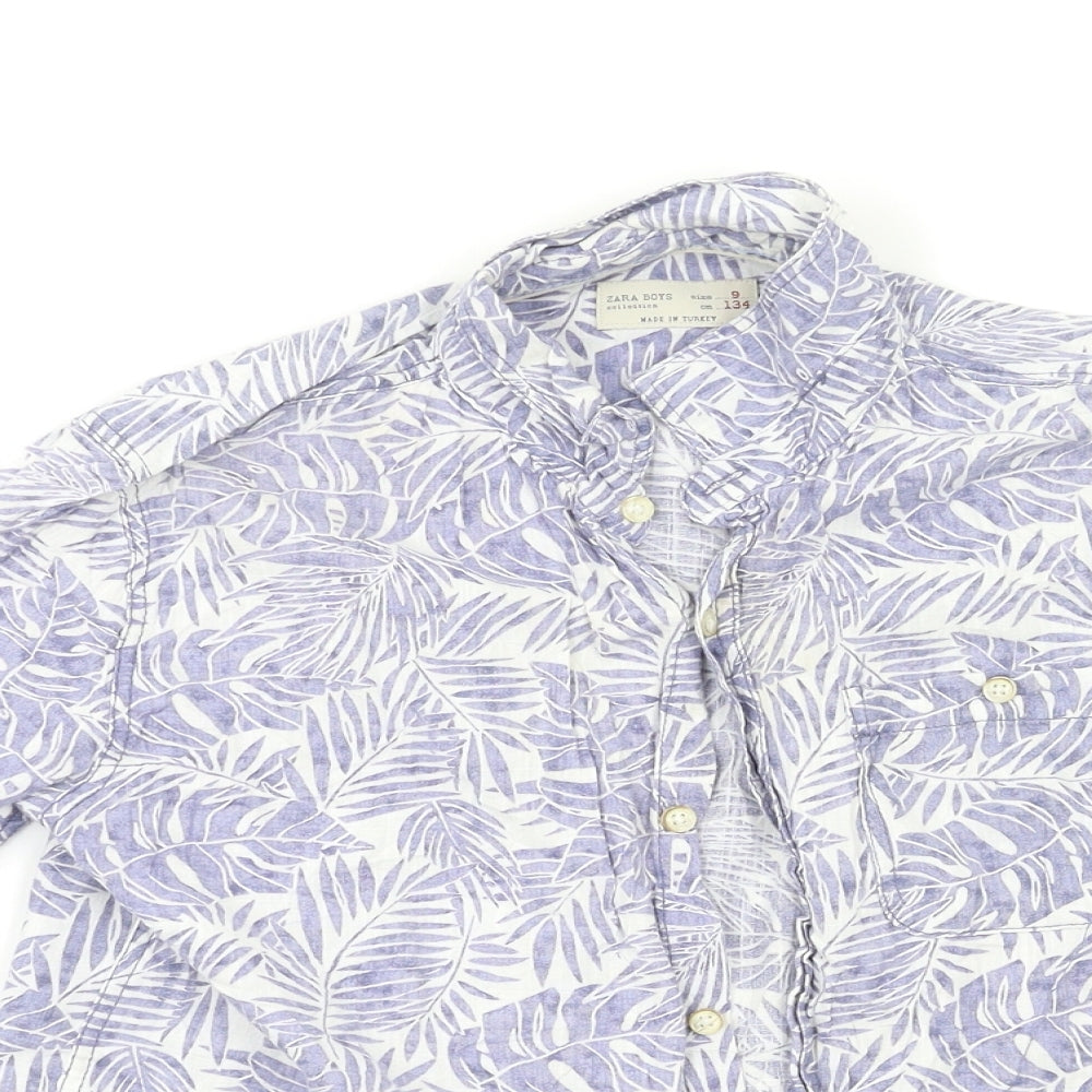 Zara Boys Blue Floral   Button-Up Size 9 Years