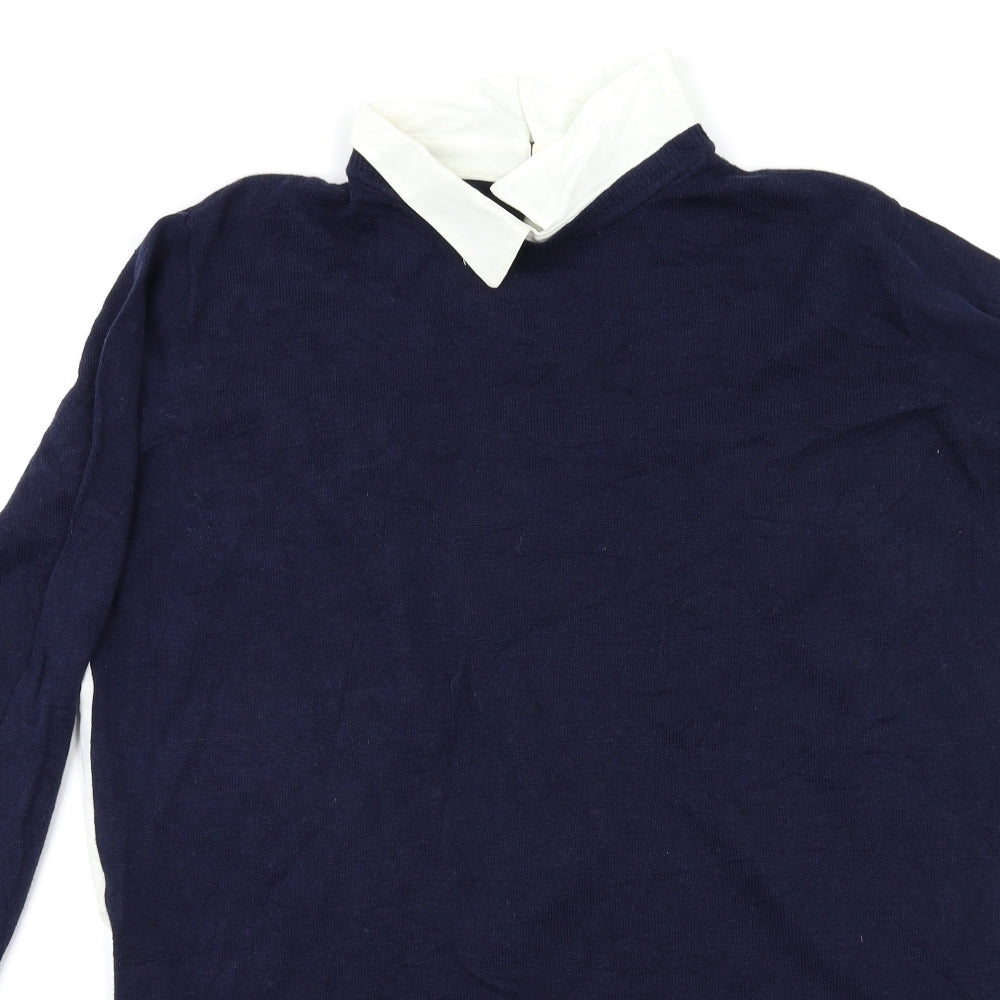 Atmosphere Womens Blue Houndstooth  Pullover Jumper Size 14