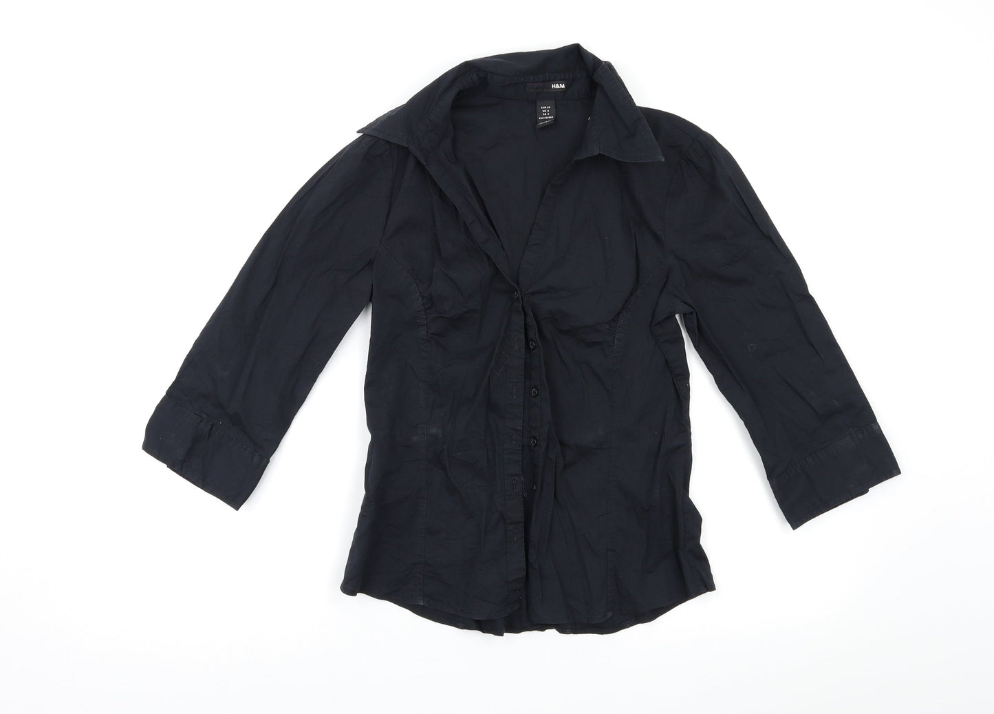 H&M Womens Black   Basic Button-Up Size 10