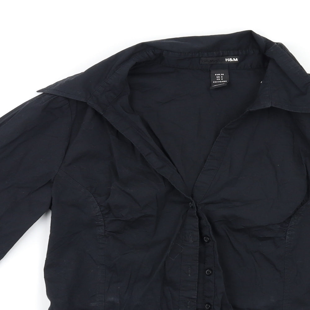 H&M Womens Black   Basic Button-Up Size 10