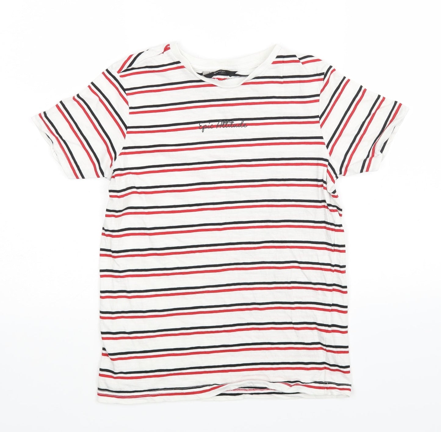 George Boys White Striped  Basic T-Shirt Size 10-11 Years