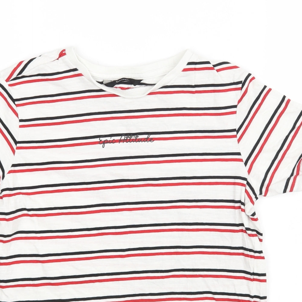 George Boys White Striped  Basic T-Shirt Size 10-11 Years