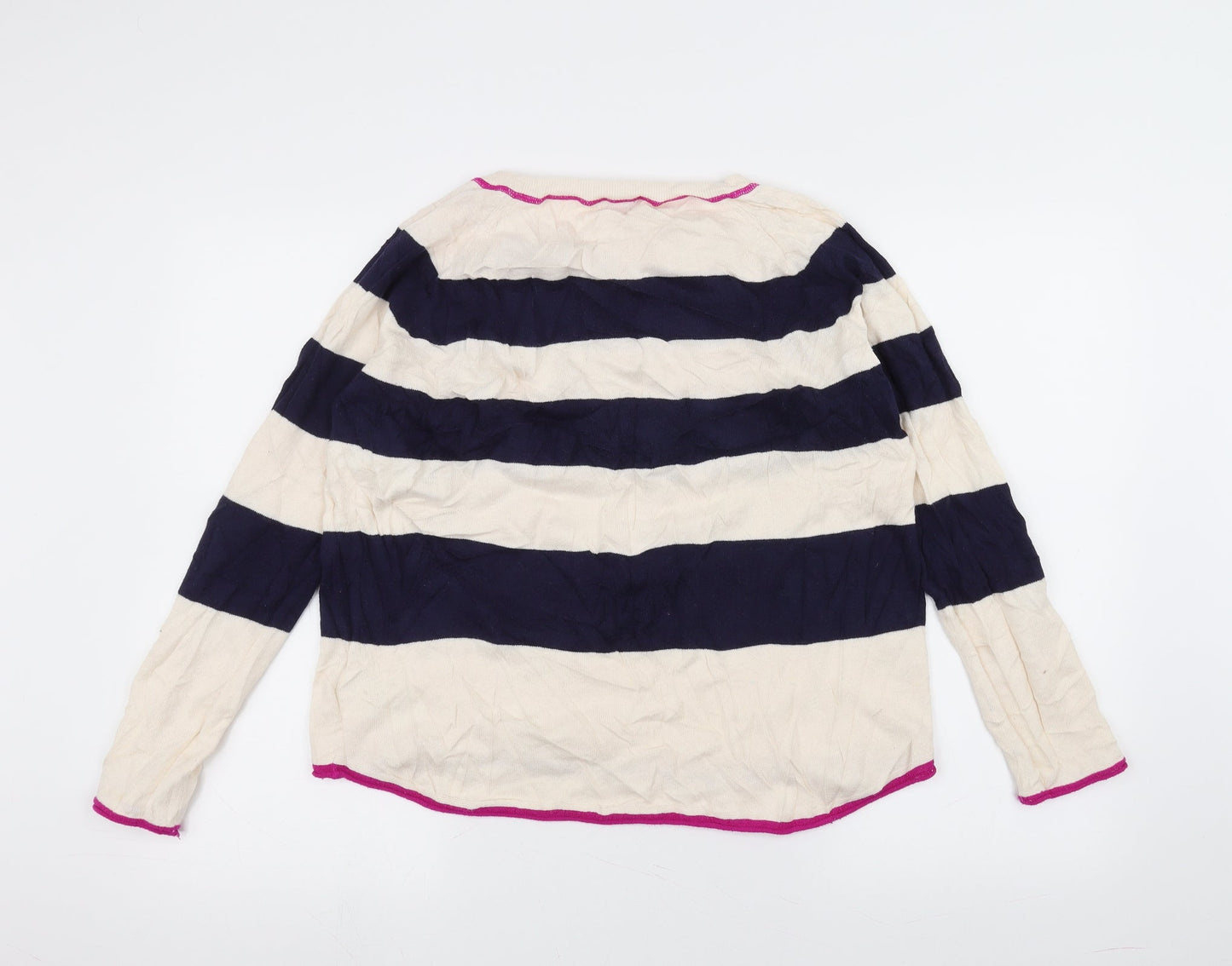Gap Womens White Striped  Pullover Jumper Size S