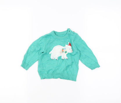 Front view of Marks & Spencer Baby Green jumper, size 3-6, Months