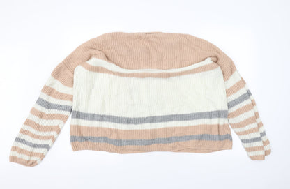 Preloved Select Womens White Striped Knit Pullover Jumper Size 18 - Back