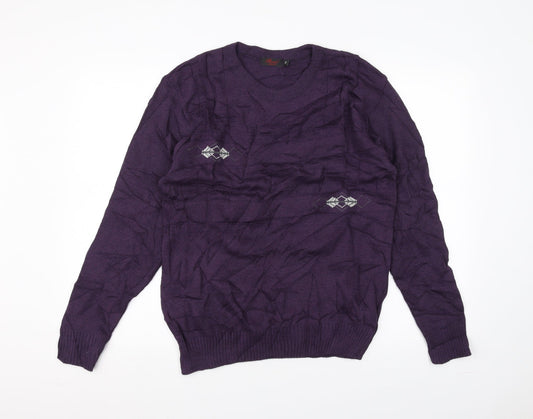 Rose Womens Purple  Knit Pullover Jumper Size M