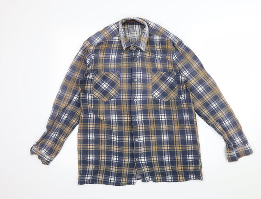 Preworn Mens Beige Plaid   Button-Up Size S