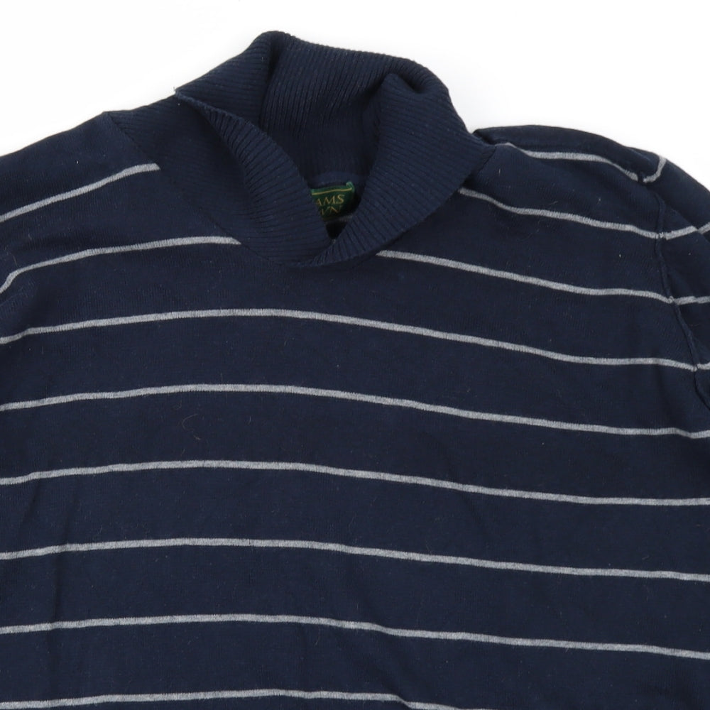 Williams & Brown Mens Blue Striped Knit Pullover Jumper Size M
