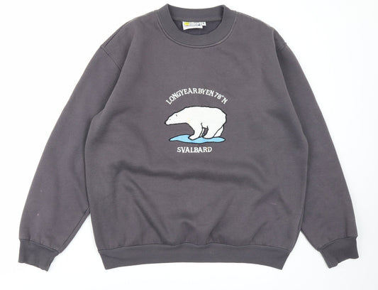 Midnight Sun Design Womens Grey   Pullover Sweatshirt Size S