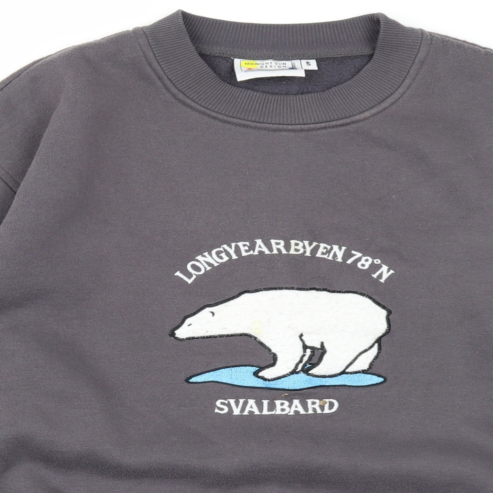 Midnight Sun Design Womens Grey   Pullover Sweatshirt Size S