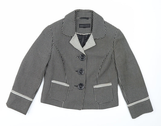 NEXT Womens Black Geometric  Jacket Blazer Size 10