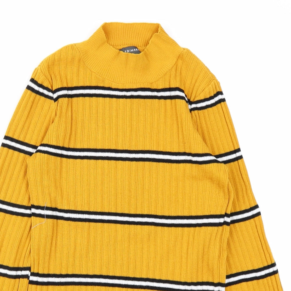 Primark Womens Yellow Striped Knit Pullover Jumper Size S