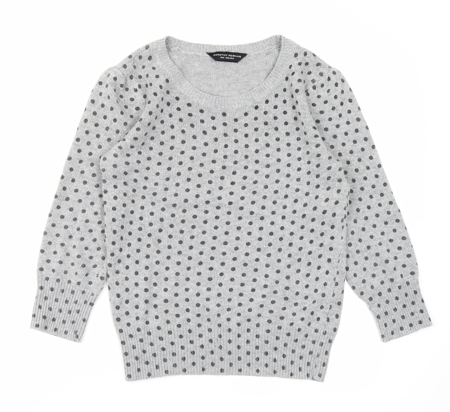 Dorothy Perkins Womens Grey Polka Dot  Pullover Jumper Size 8