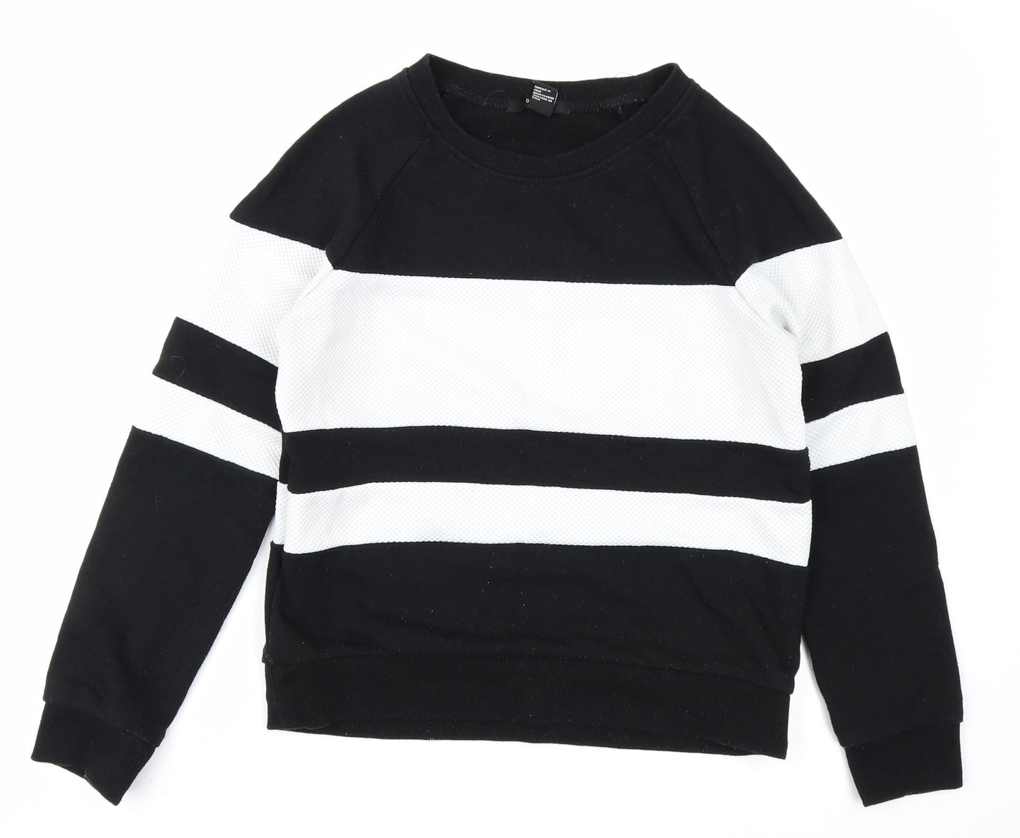 FOREVER 21 Womens Black Striped  Pullover Sweatshirt Size S